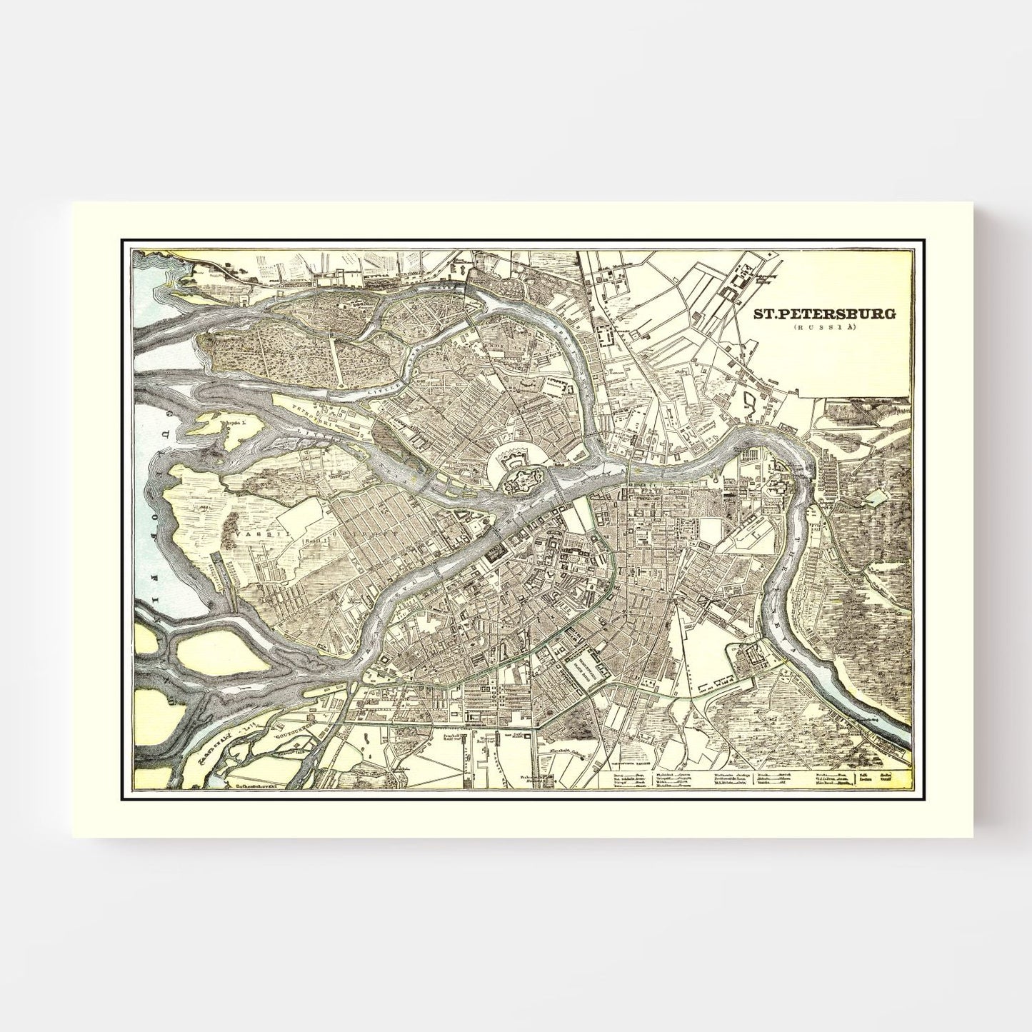 Vintage Map of Saint Petersburg, Russia, 1901