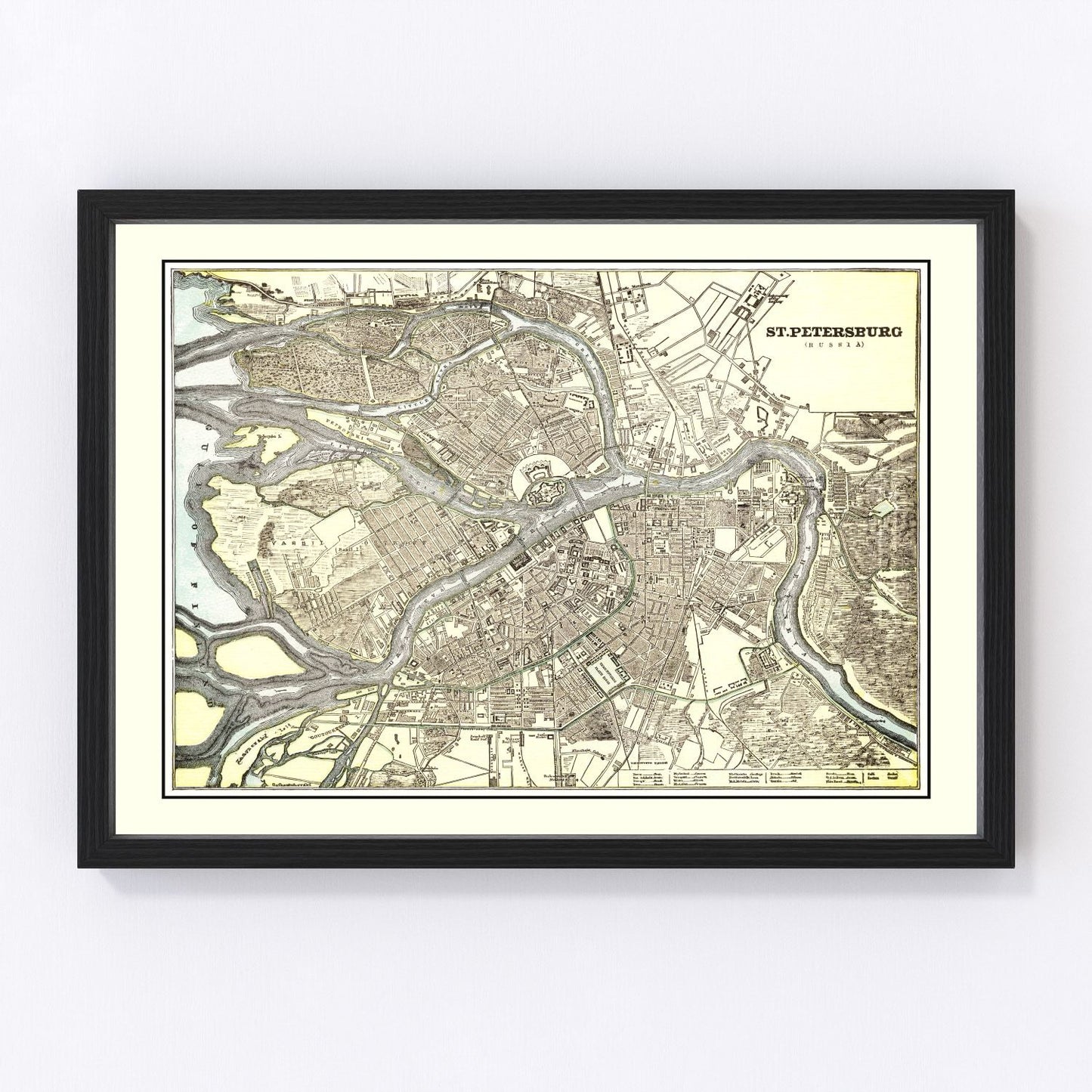 vintage map of Saint Petersburg, Russia, 1901