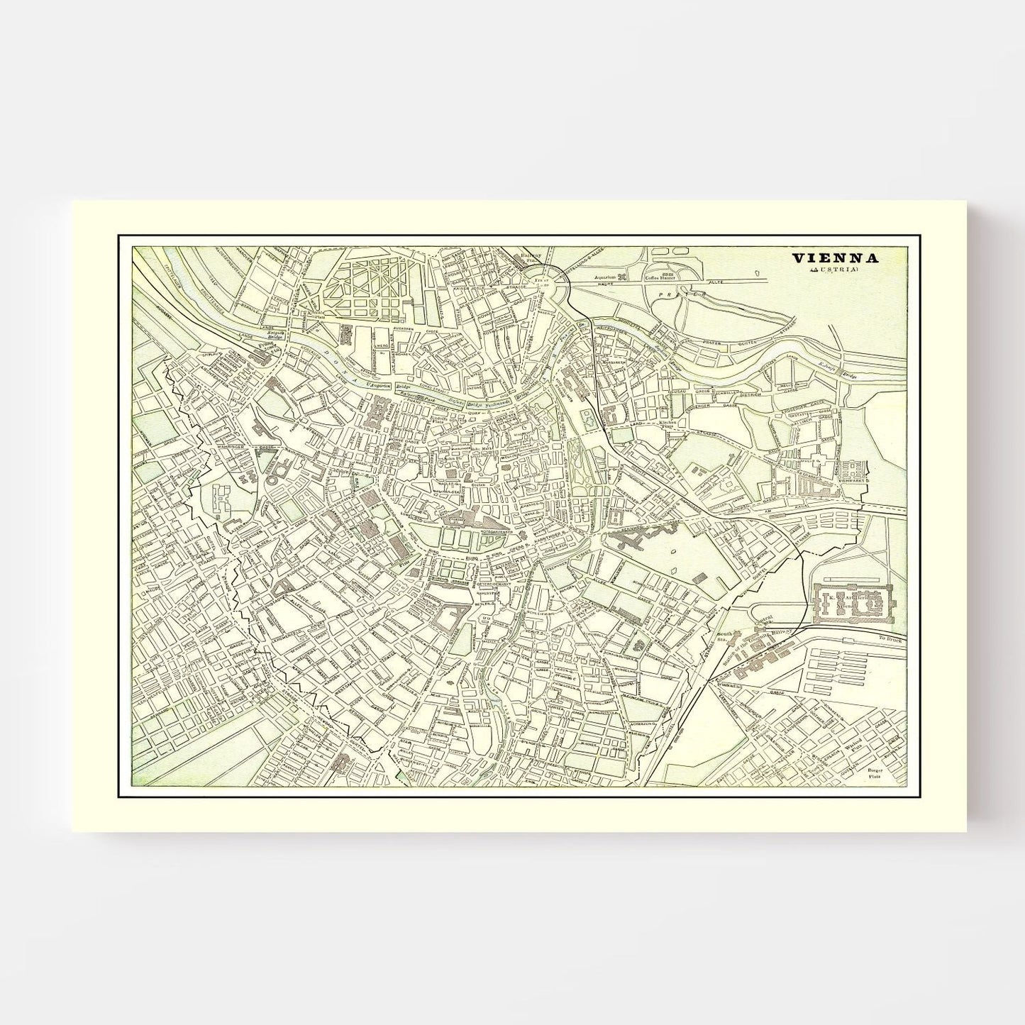Vintage Map of Vienna, Austria, 1901