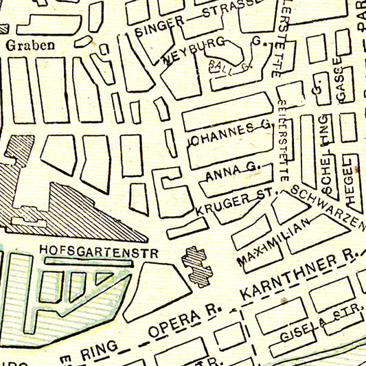 Vintage Map of Vienna, Austria, 1901