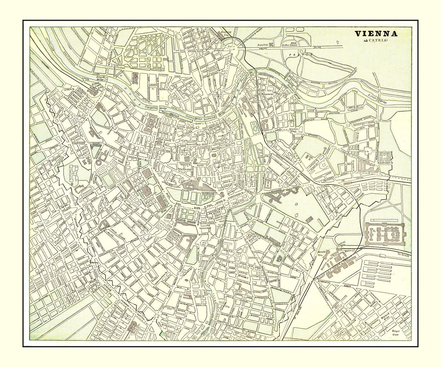 Vintage Map of Vienna, Austria, 1901