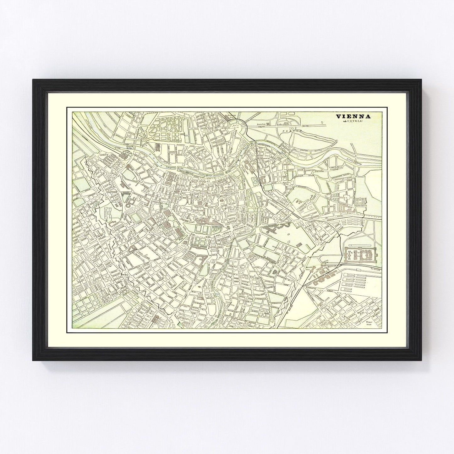 vintage map of Vienna, Austria, 1901