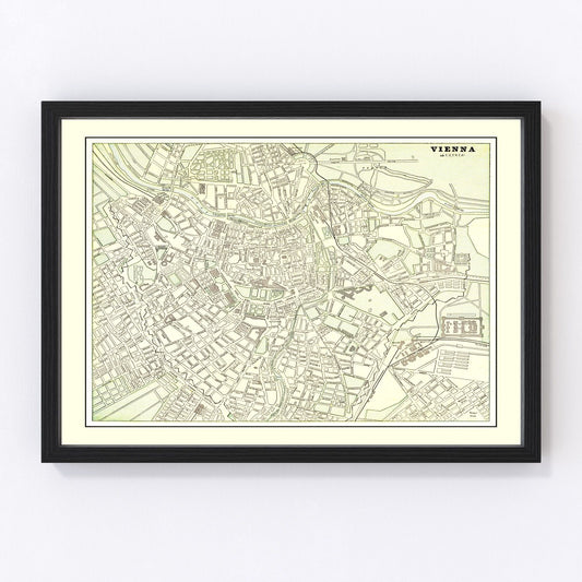 vintage map of Vienna, Austria, 1901