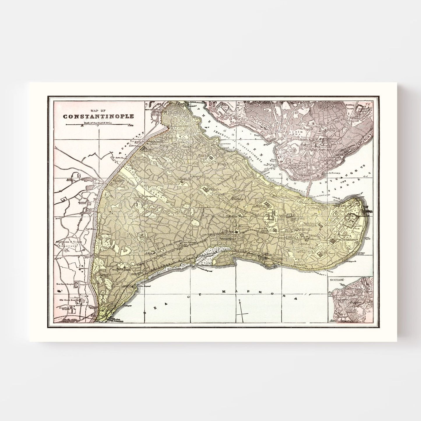 Vintage Map of Istanbul, Turkey, 1901