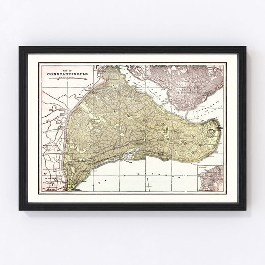 Vintage map of Istanbul, Turkey, 1901