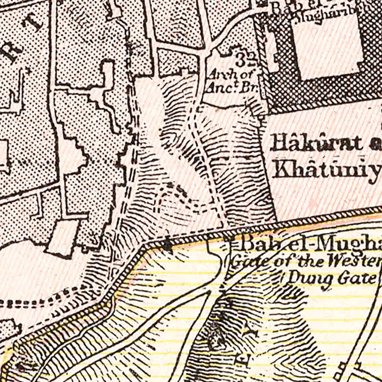 Vintage Map of Jerusalem, Israel, 1901