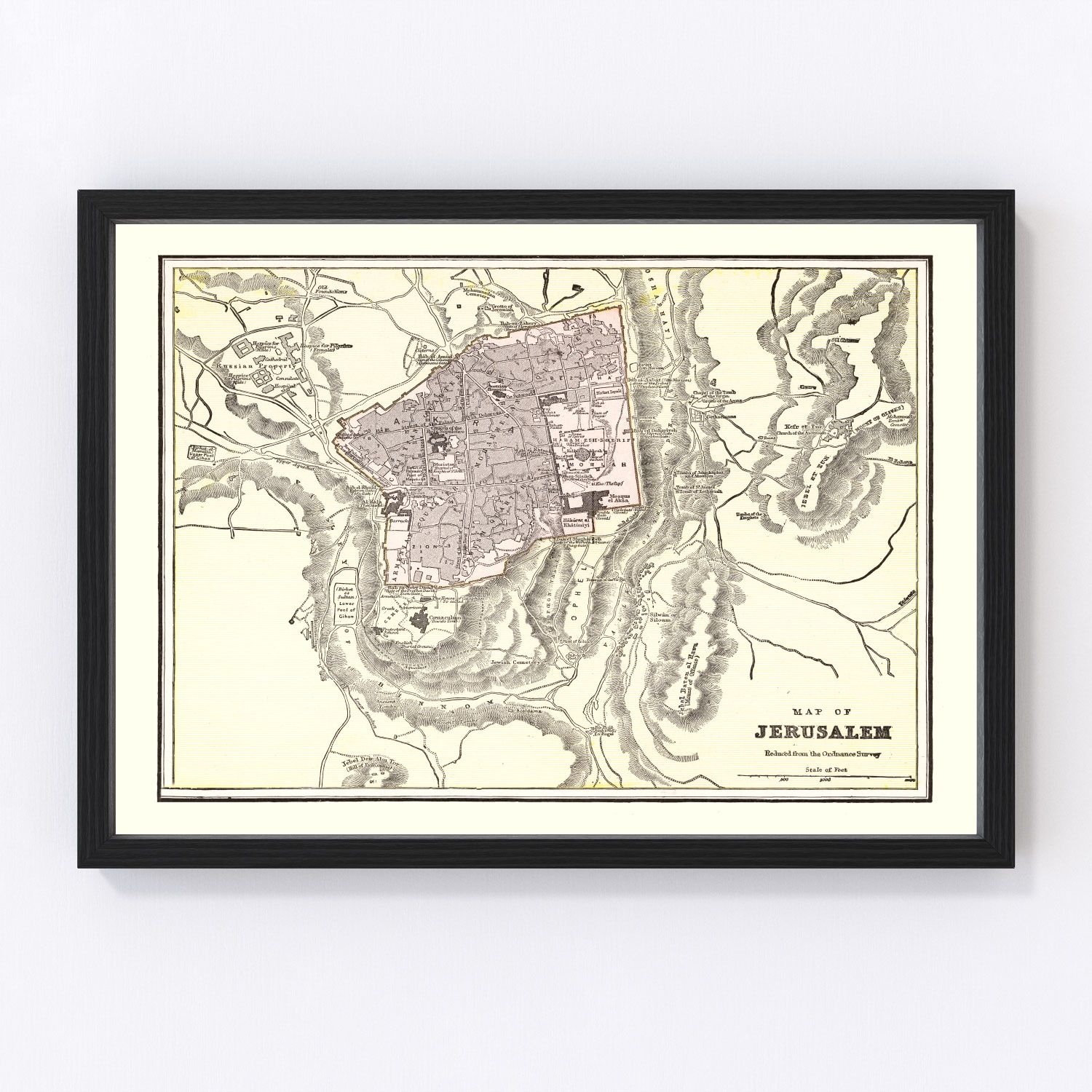 Vintage map of Jerusalem, Israel, 1901