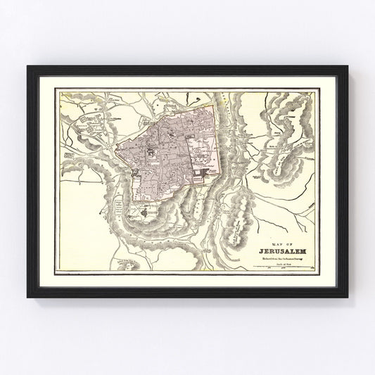 Vintage map of Jerusalem, Israel, 1901