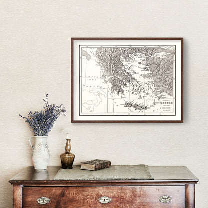 Vintage Map of Ancient Greece, 1901
