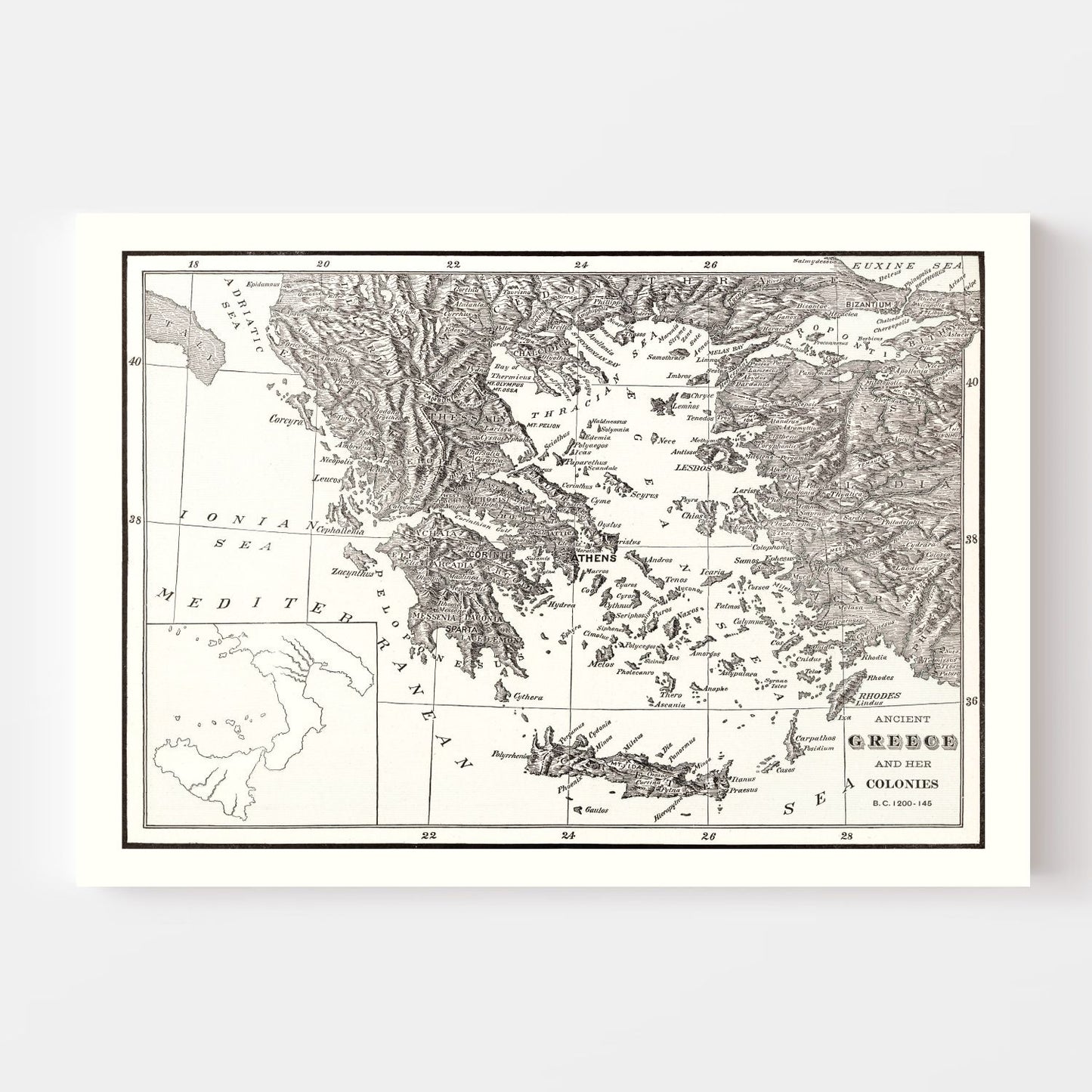 Vintage Map of Ancient Greece, 1901