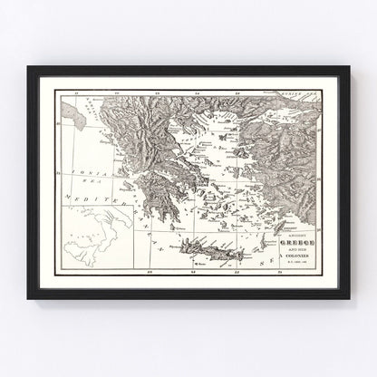 Vintage scholarly map of Ancient Greece city-states, 1901