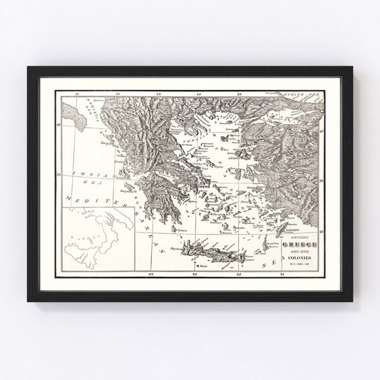 Vintage scholarly map of Ancient Greece city-states, 1901