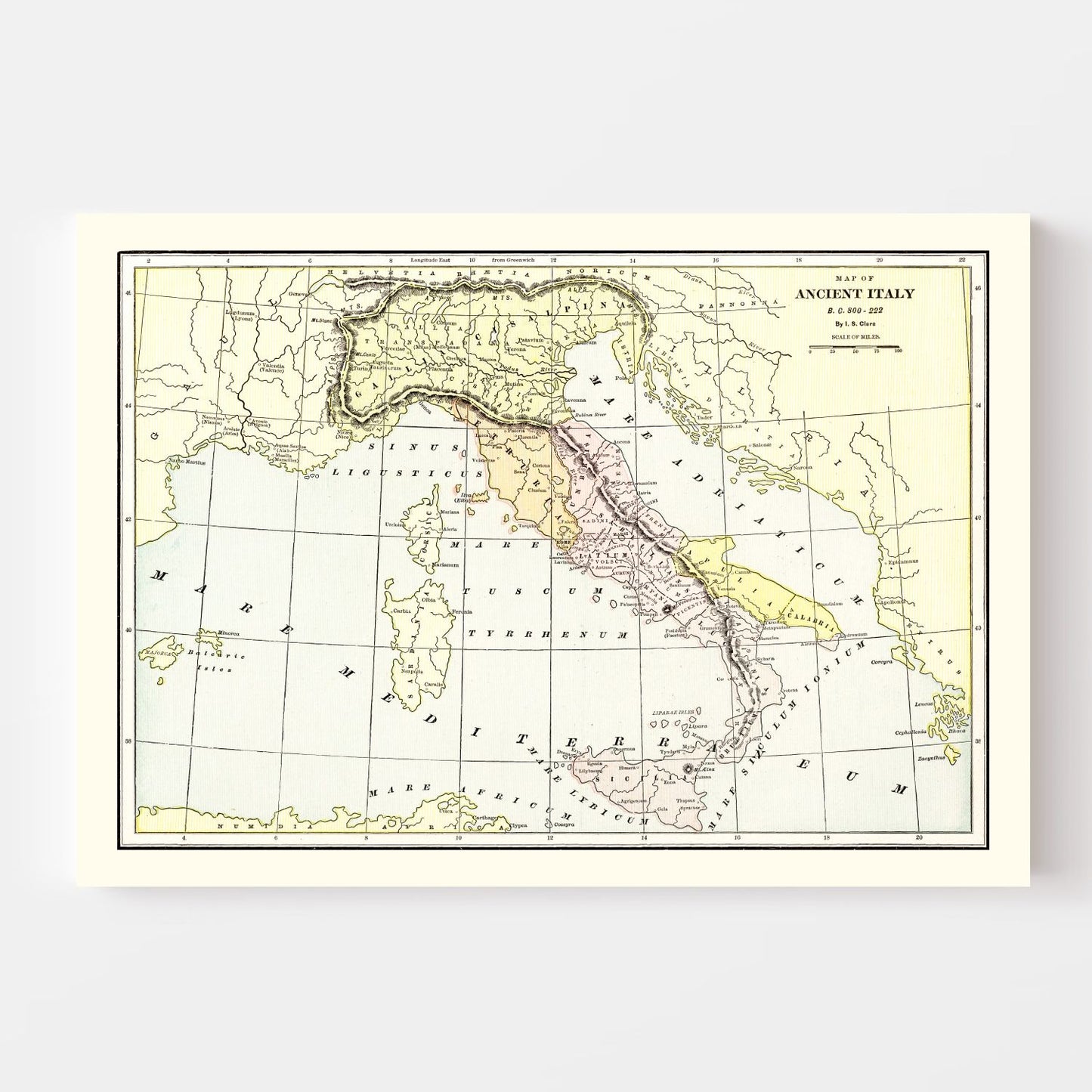 Vintage Map of Ancient Italy, 1901