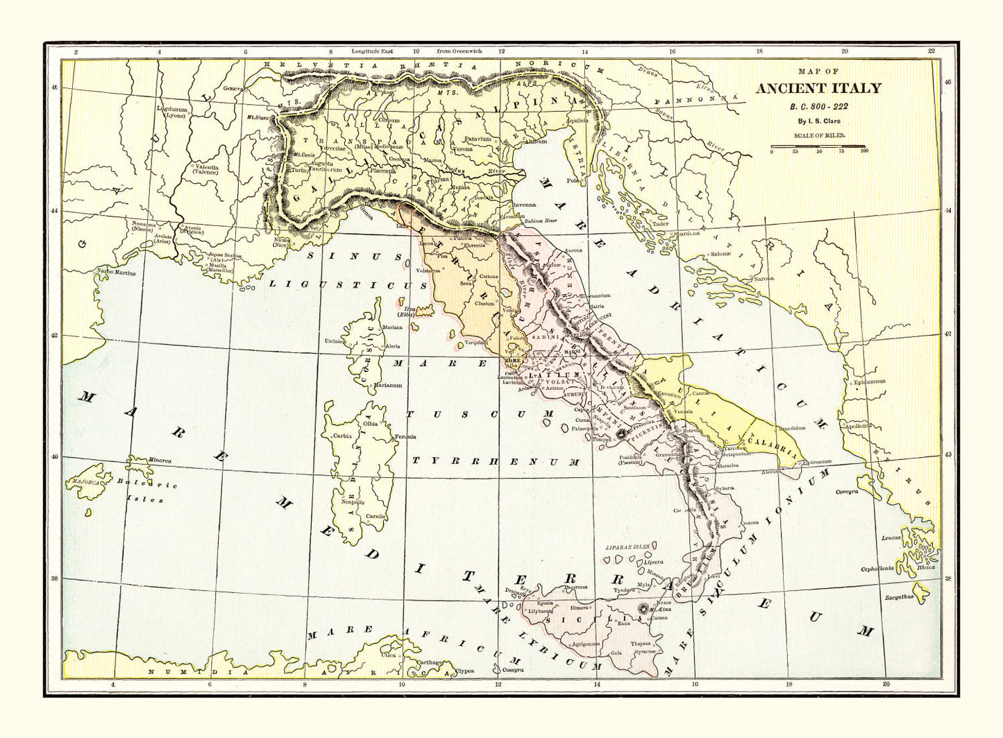 Vintage Map of Ancient Italy, 1901