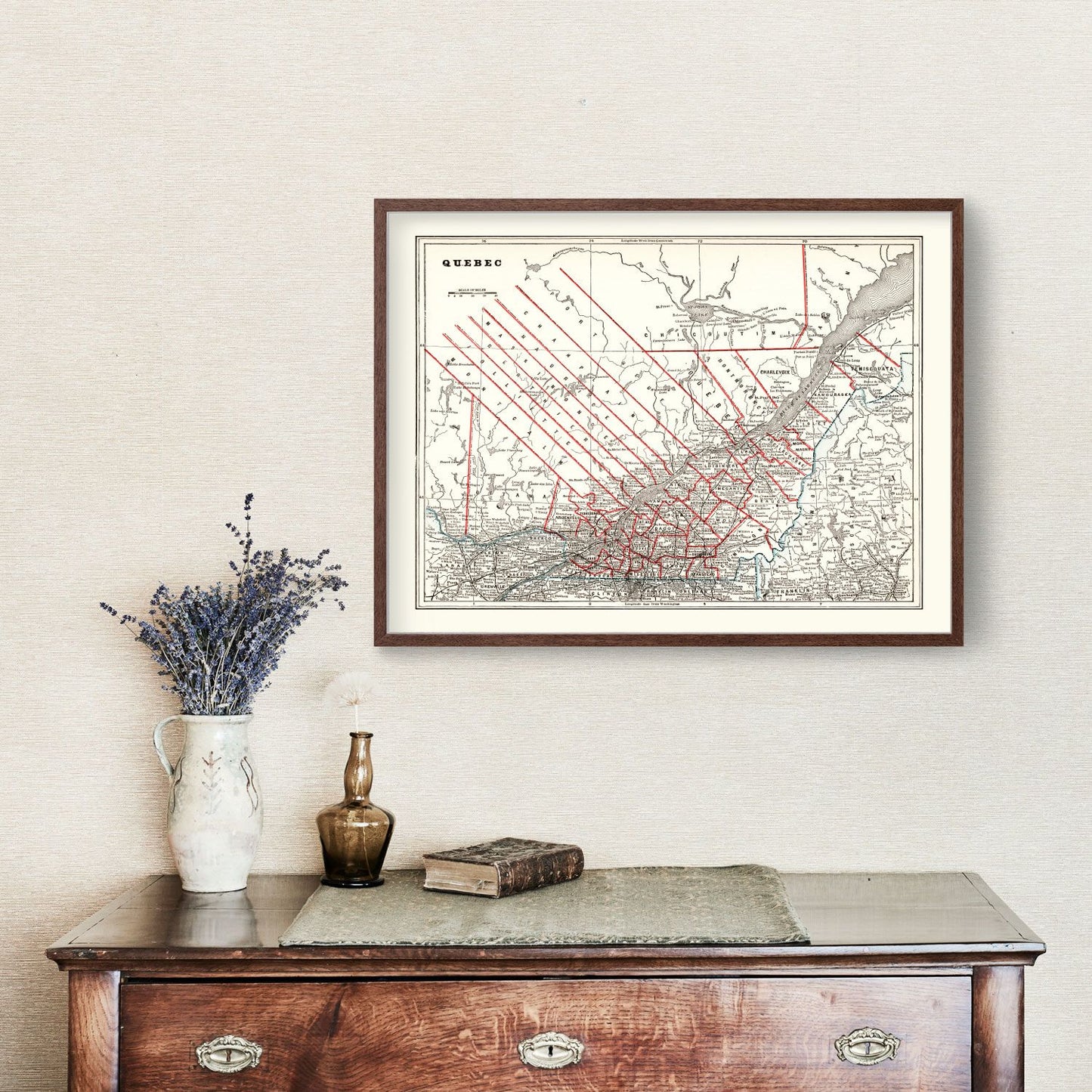 Vintage Map of Quebec, Canada, 1893