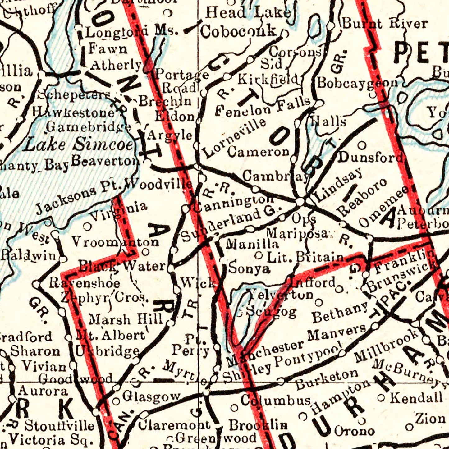 Vintage Map of Ontario, Canada, 1893