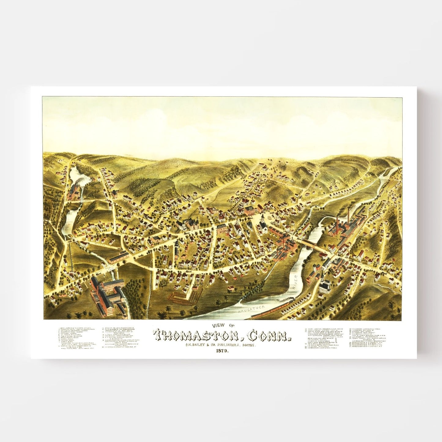 Vintage Map of Thomaston, Connecticut, 1879