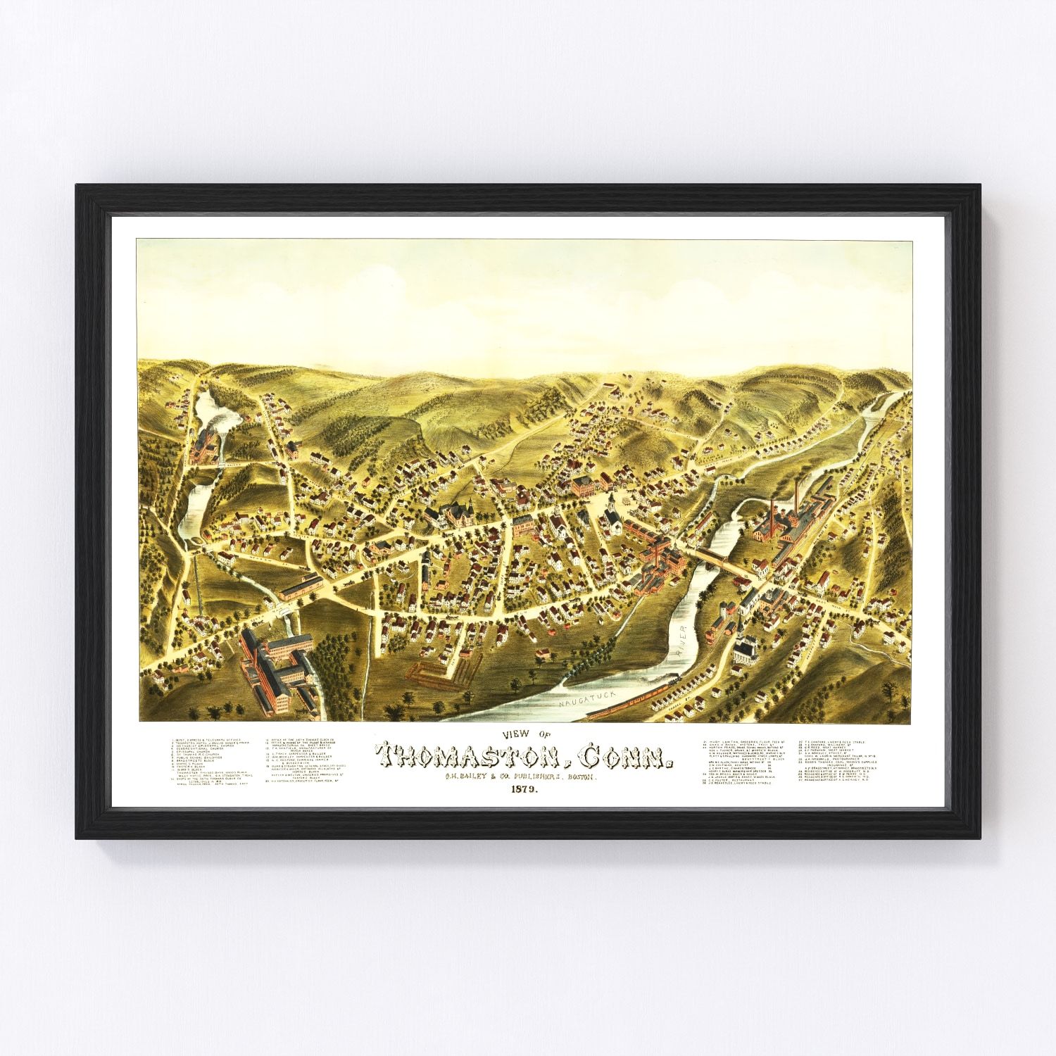 vintage map of Thomaston, Connecticut, 1879