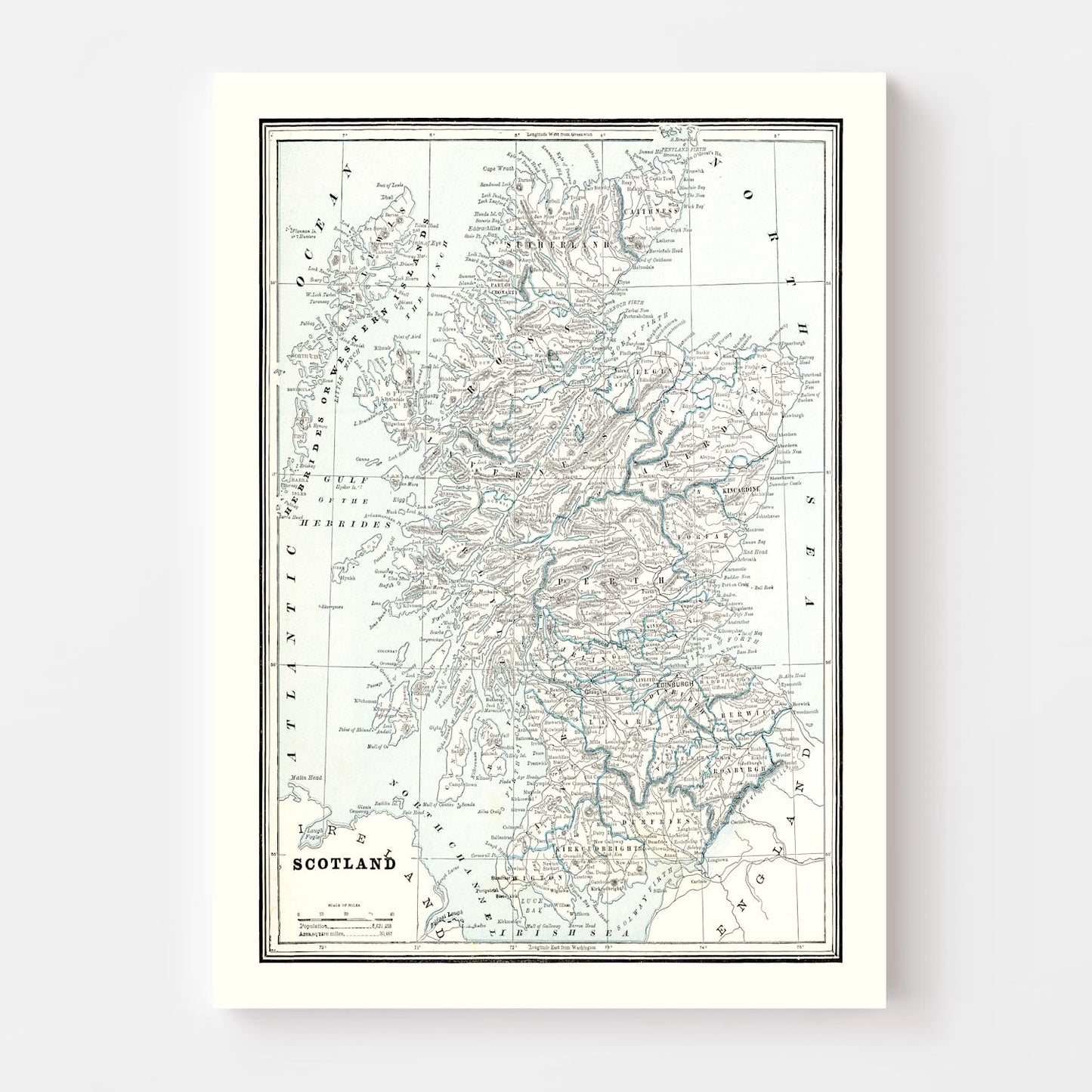 Vintage Map of Scotland, 1893
