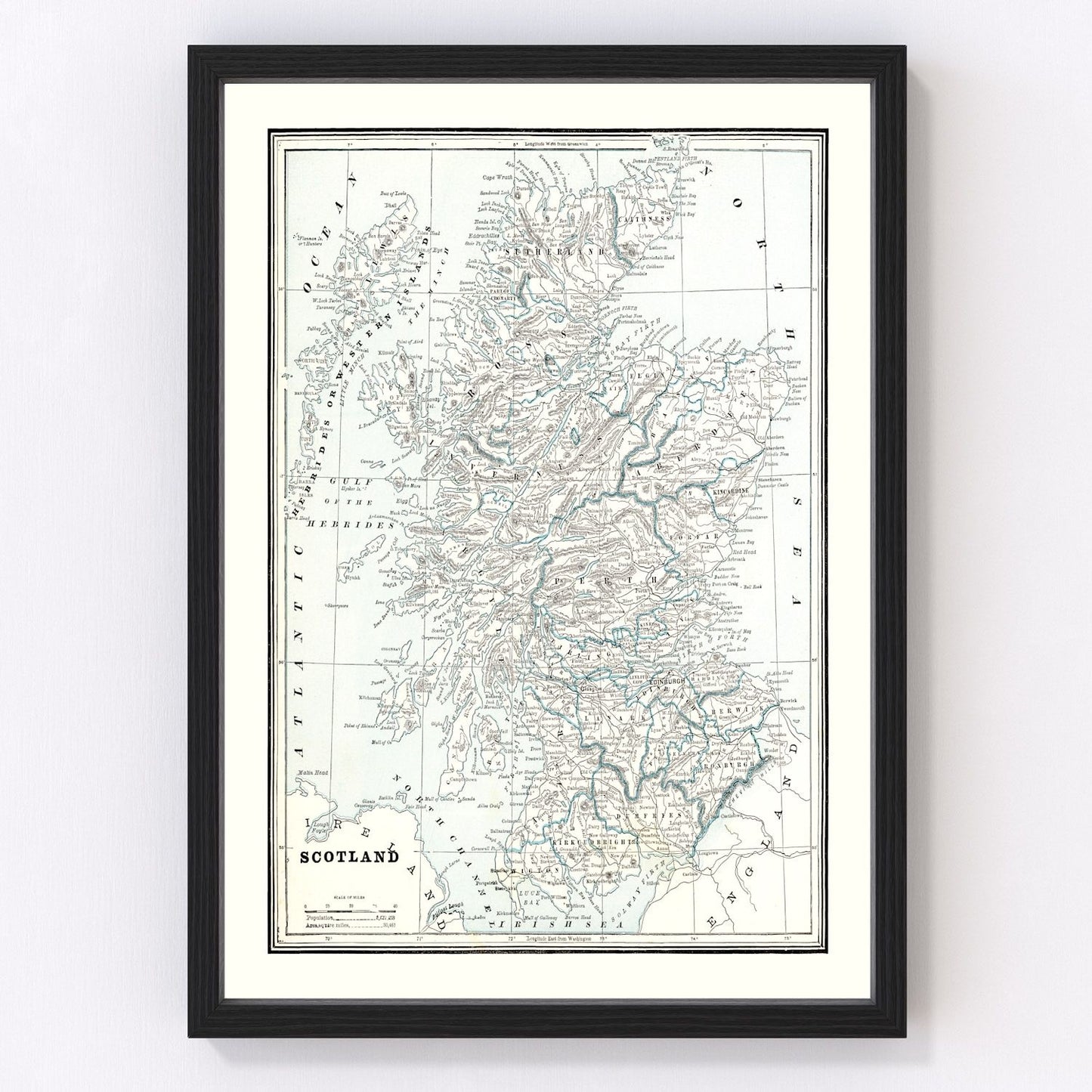 vintage map of Scotland, 1893