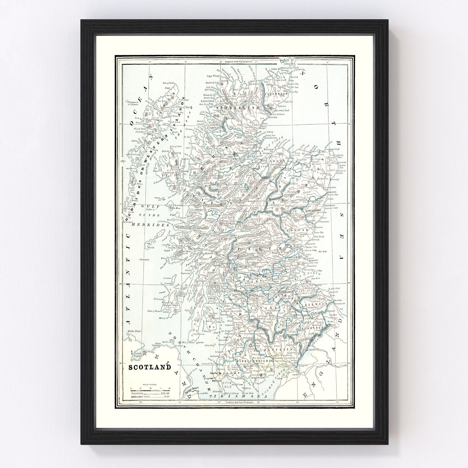 vintage map of Scotland, 1893