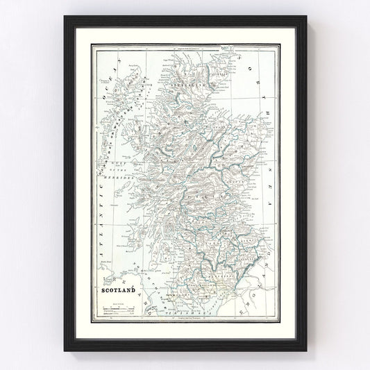 vintage map of Scotland, 1893