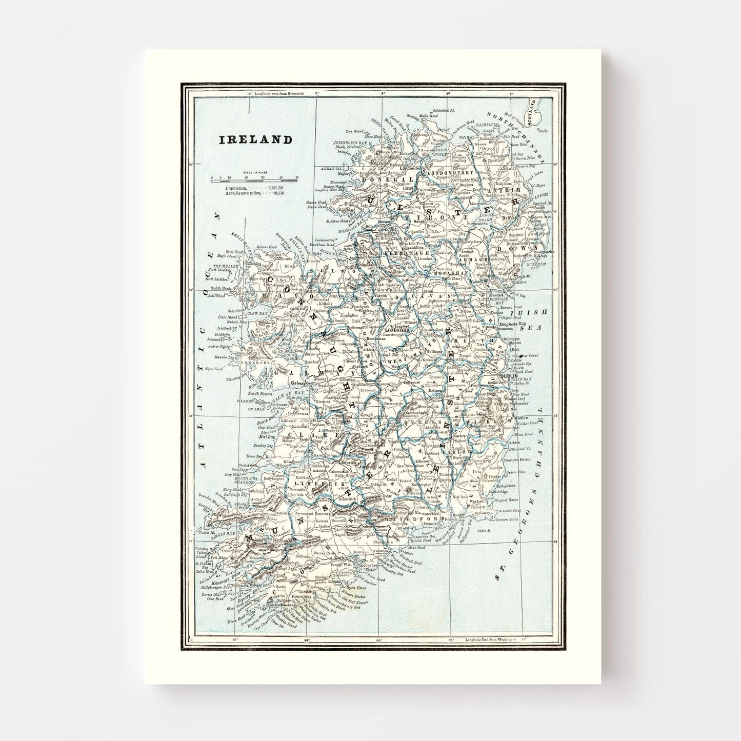 Vintage Map of Ireland, 1893