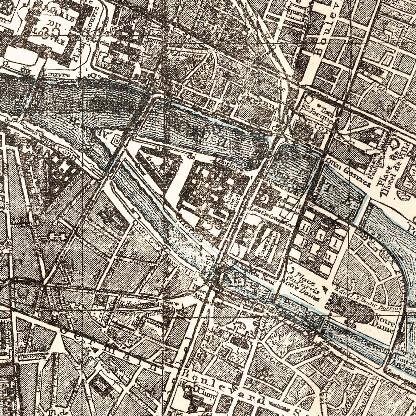 Vintage Map of Paris, France, 1893