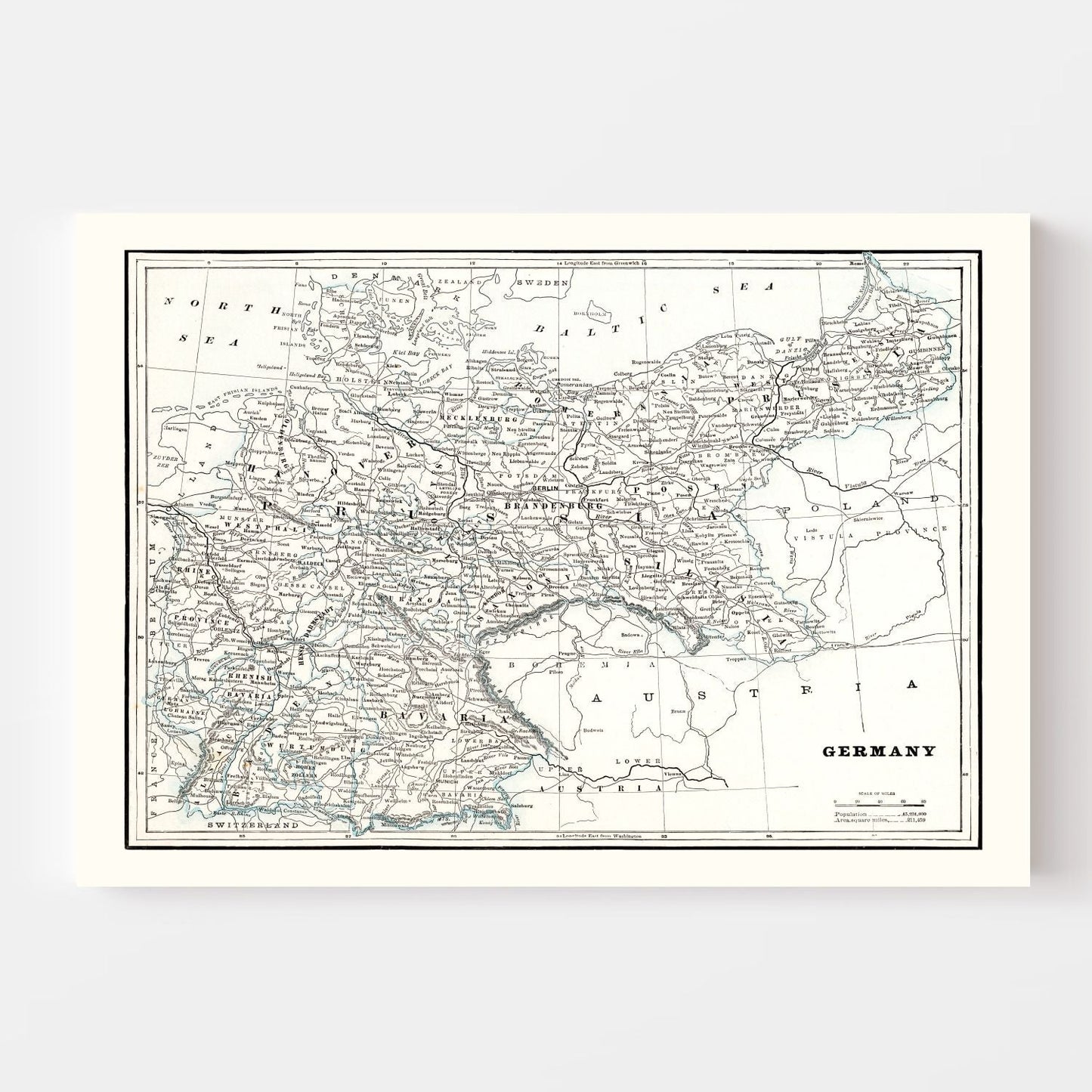 Vintage Map of Germany, 1893