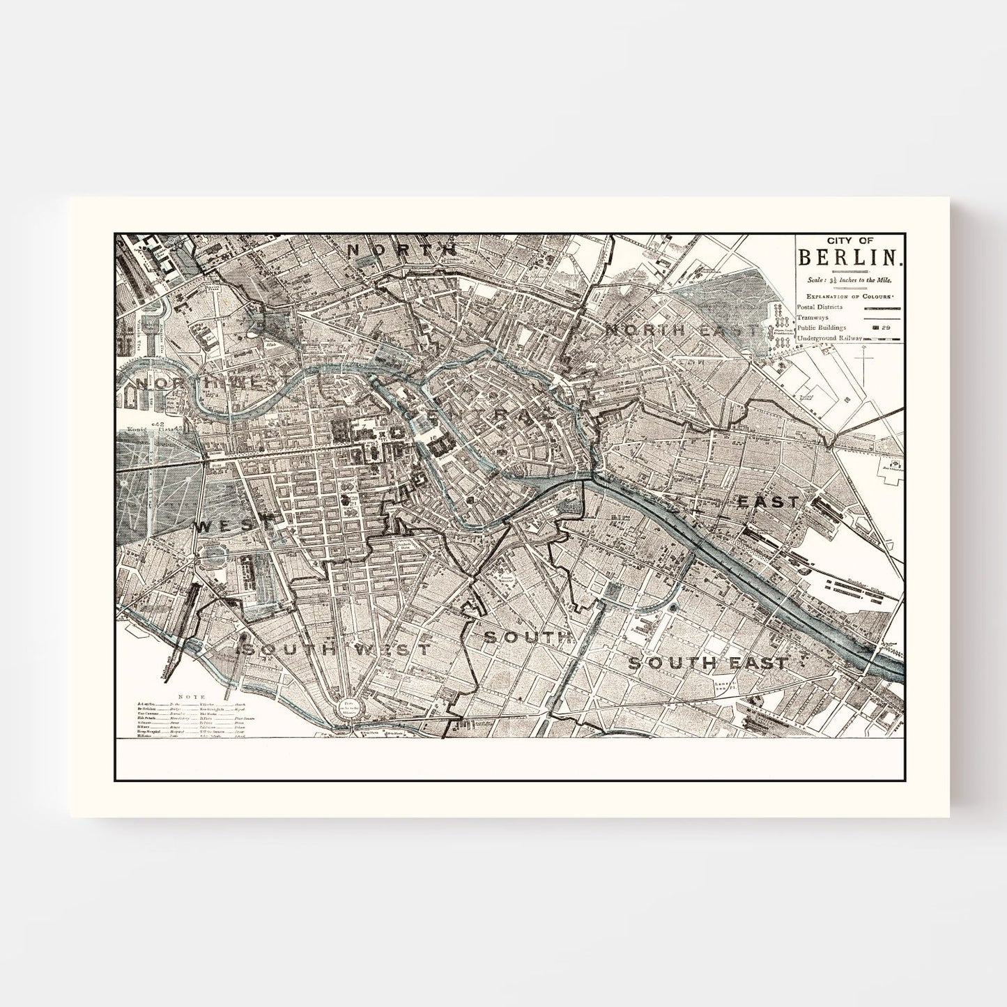 Vintage Map of Berlin, Germany, 1893