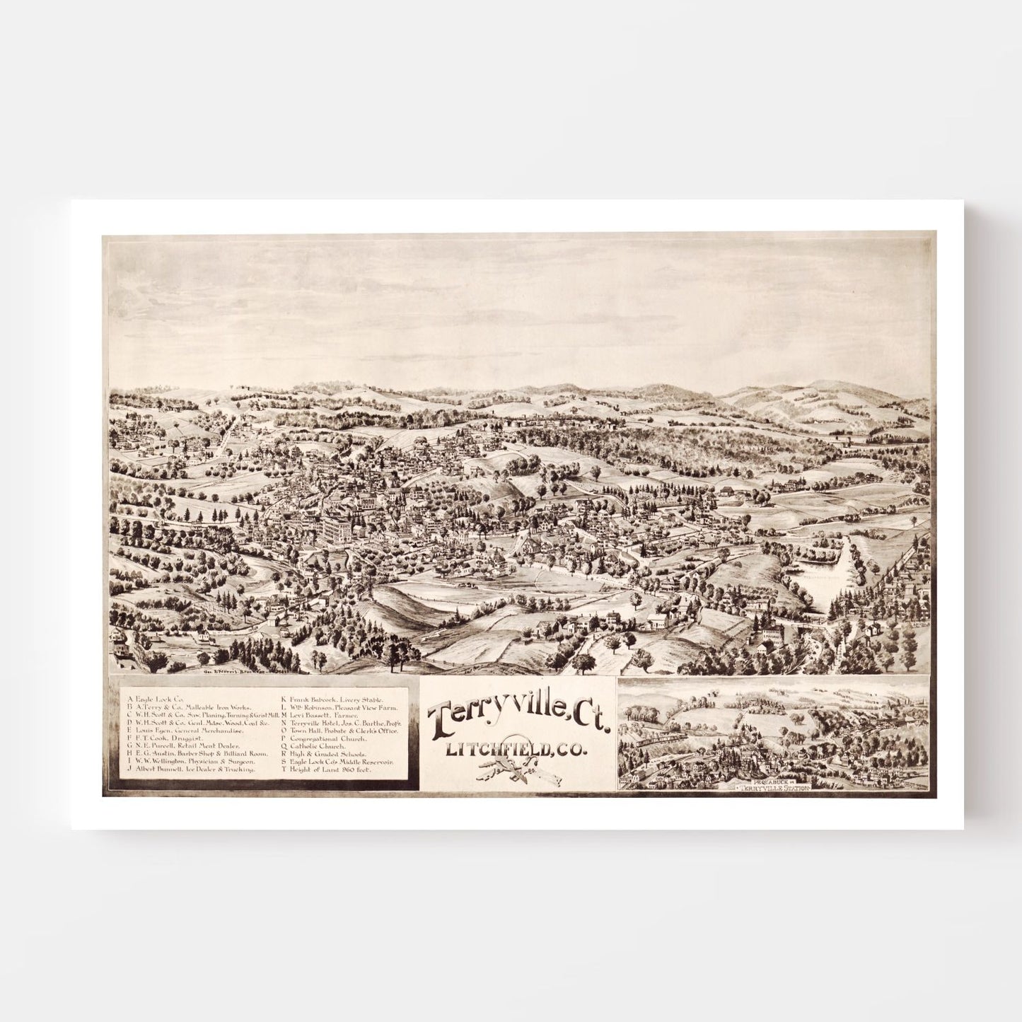 Vintage Map of Terryville, Connecticut, 1894