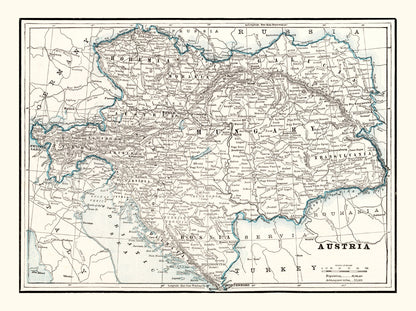 Vintage Map of Austria, 1893