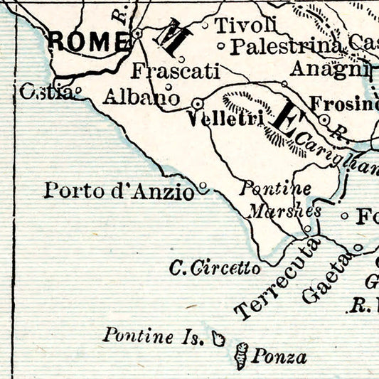 Vintage Map of Italy, 1893