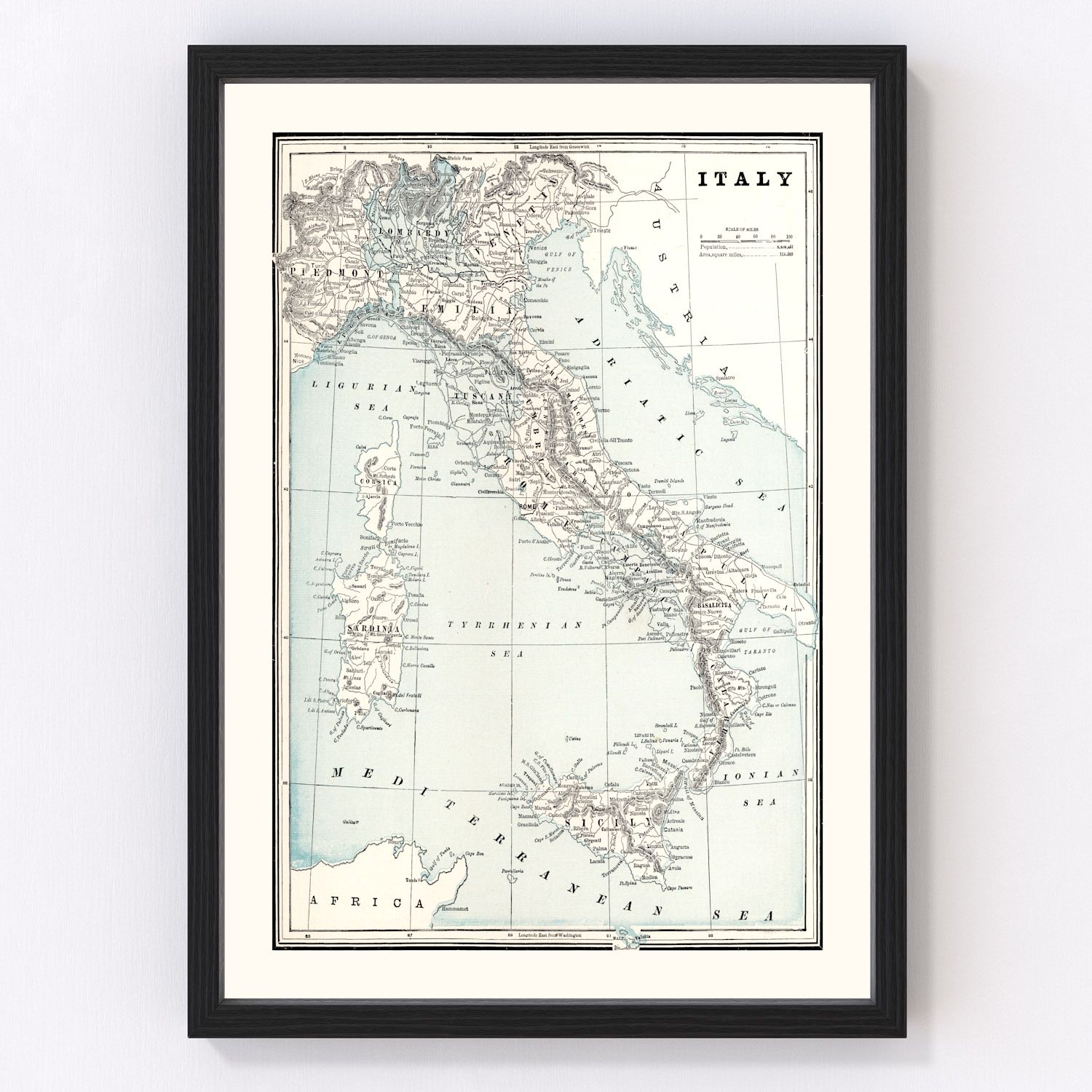 Vintage map of Italy, 1893