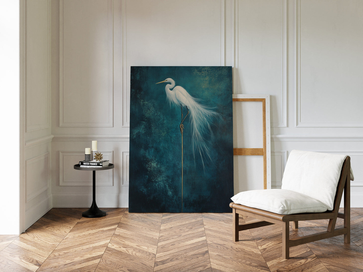 White Egret Wall Art - Minimalist Coastal Bird Print