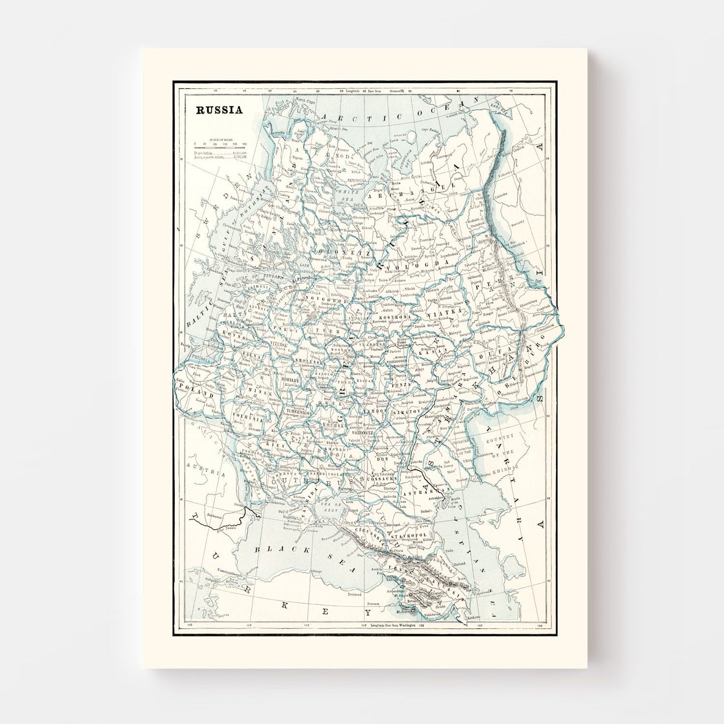 Vintage Map of Russia, 1893