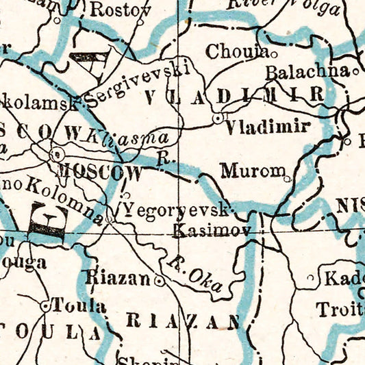 Vintage Map of Russia, 1893