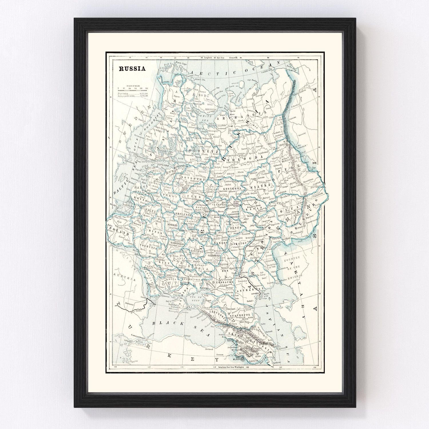Vintage map of Russia, 1893