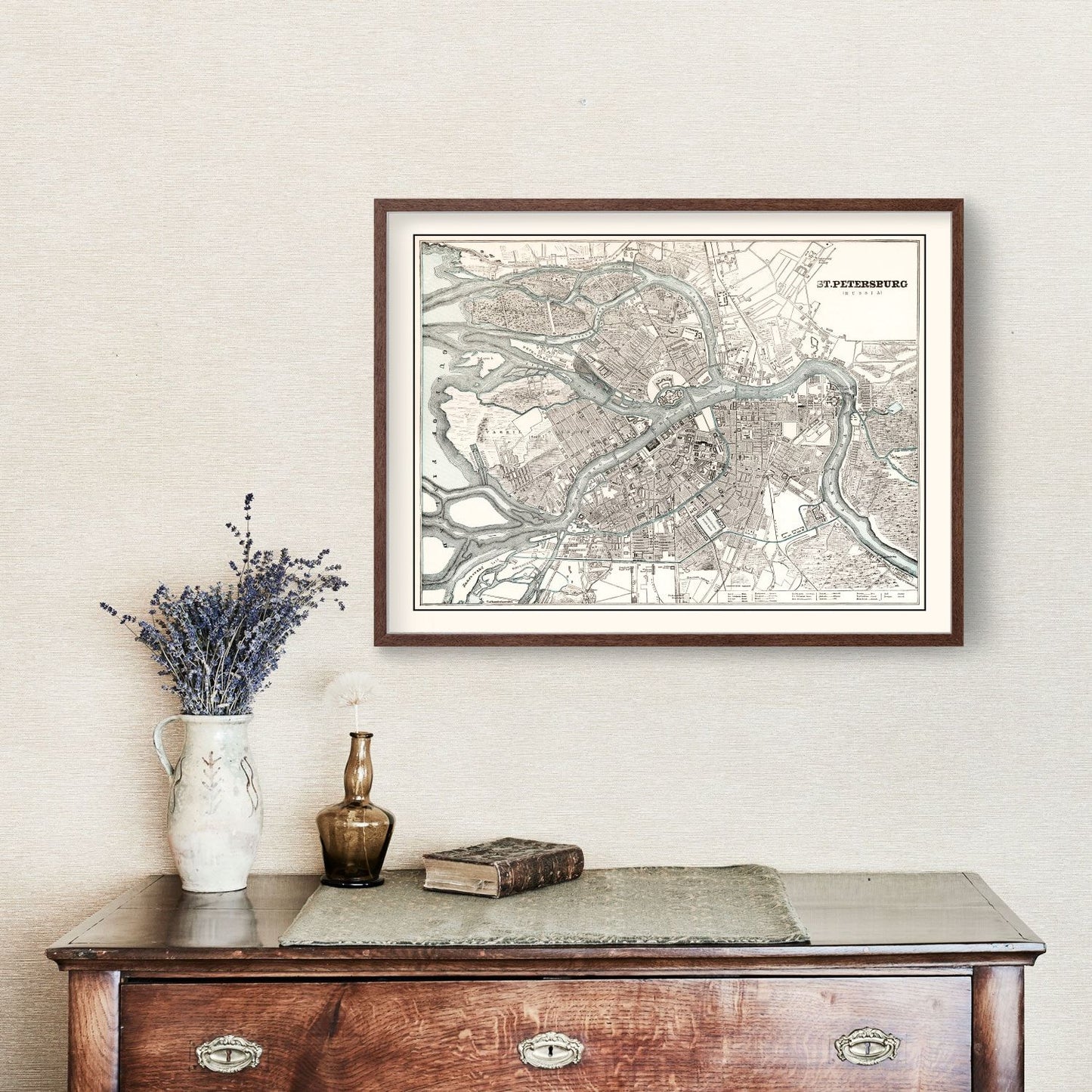 Vintage Map of Saint Petersburg, Russia, 1893