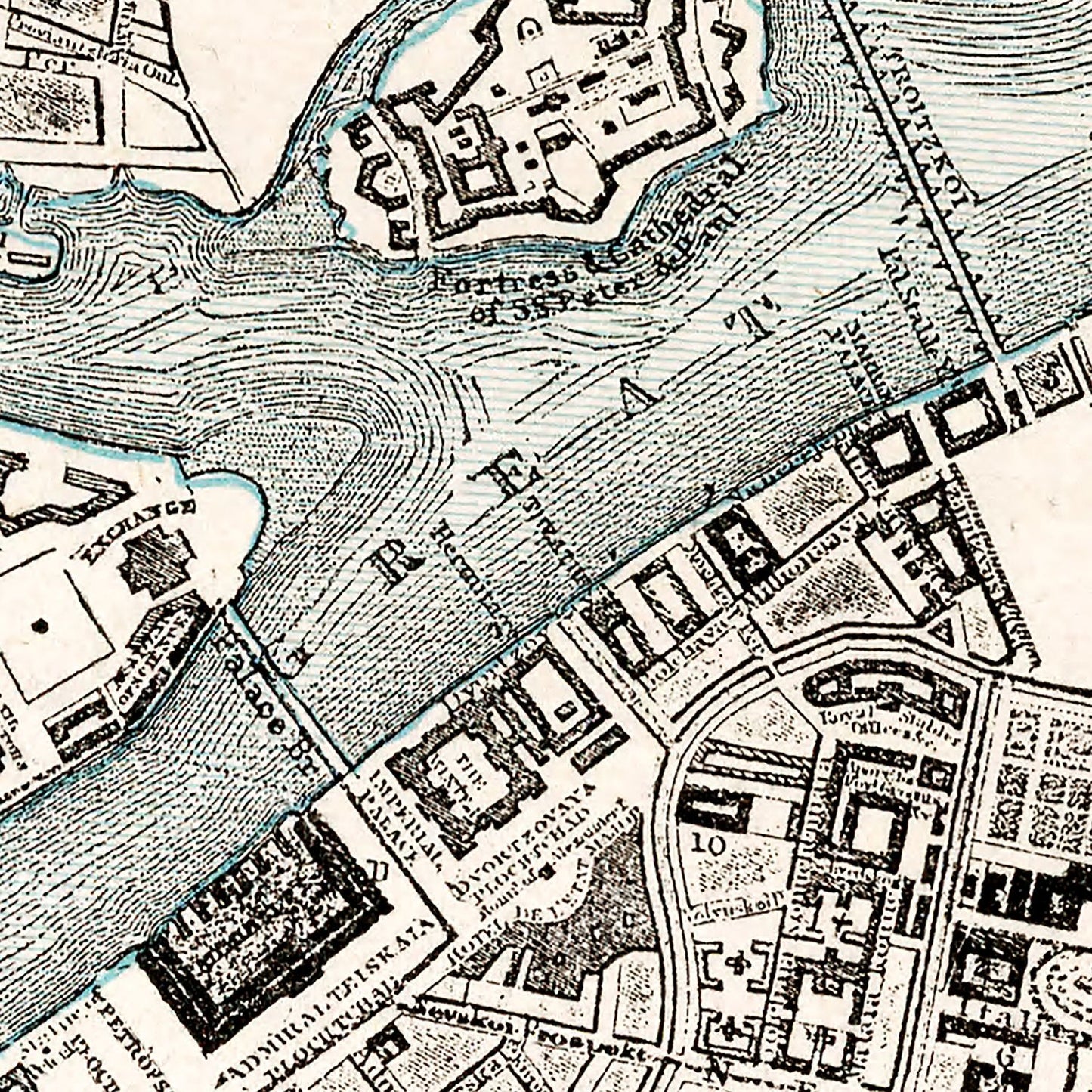Vintage Map of Saint Petersburg, Russia, 1893