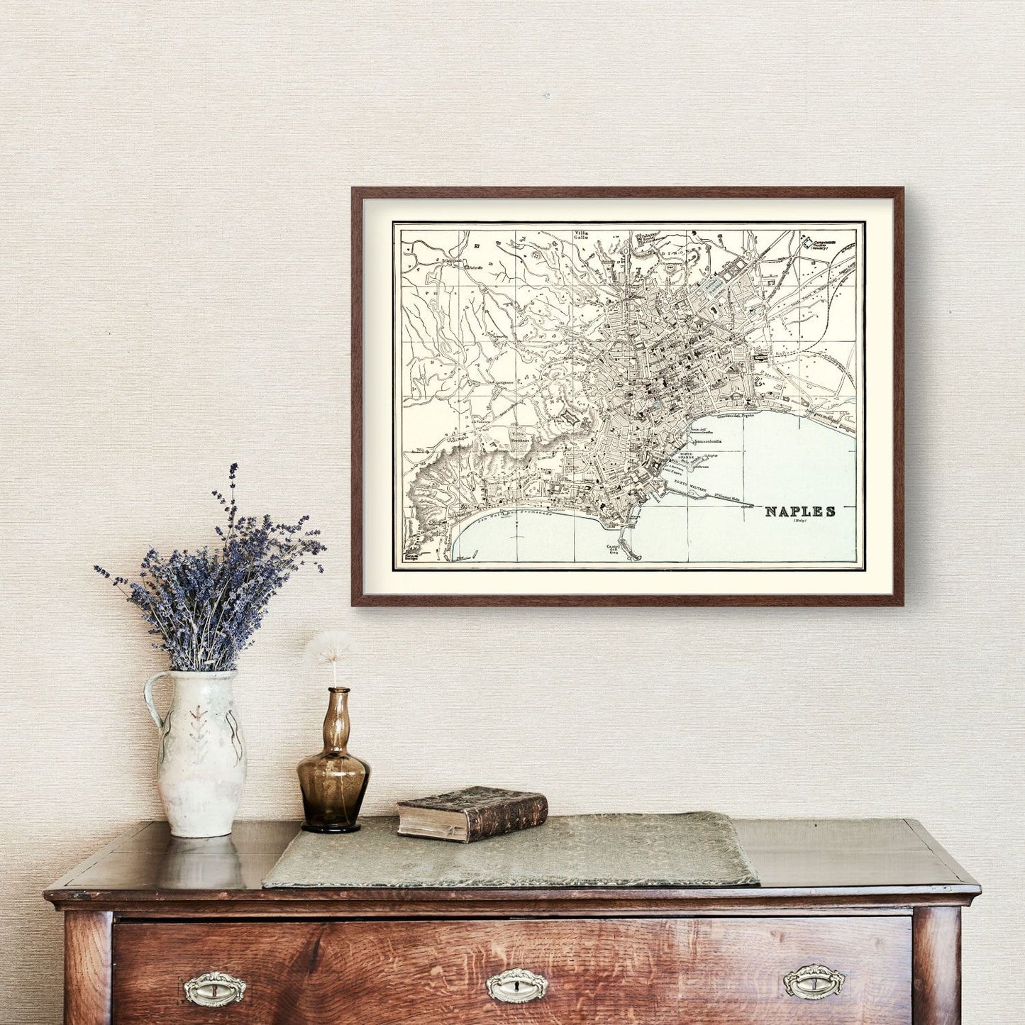 Vintage Map of Naples, Italy, 1893