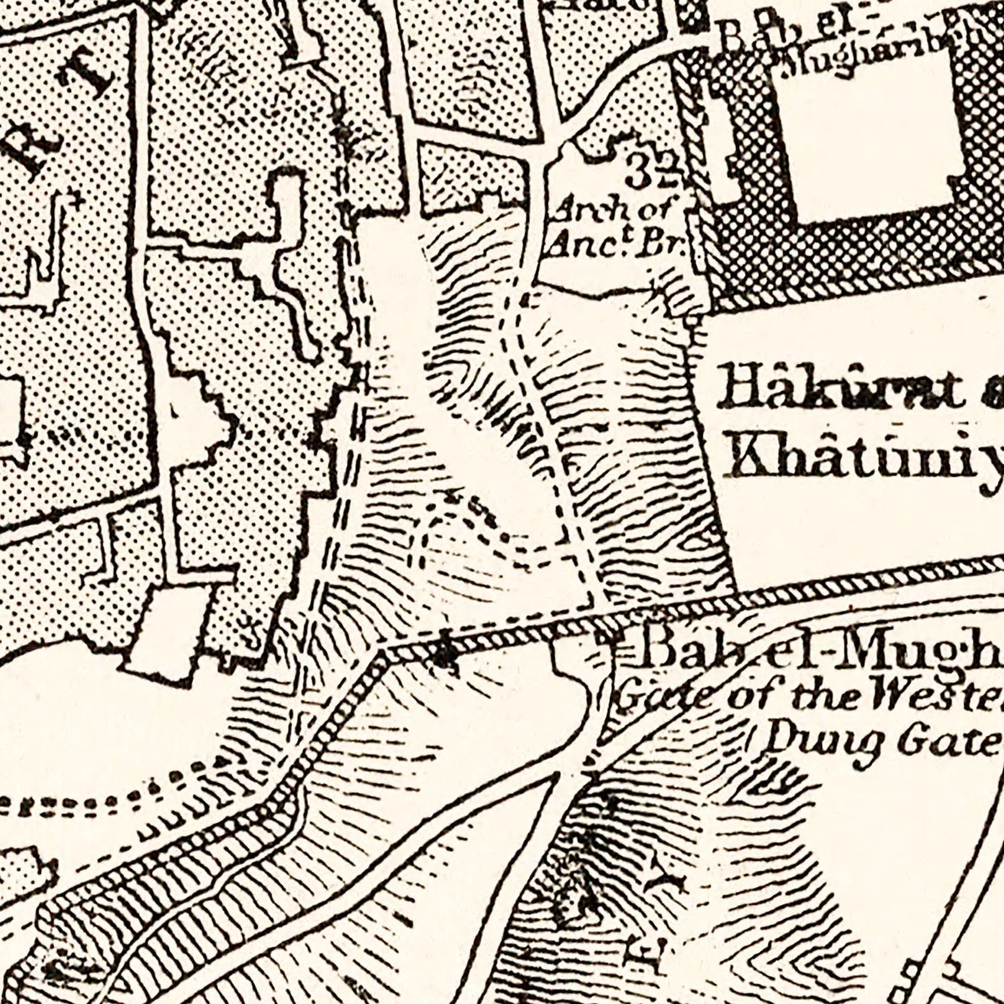 Vintage Map of Jerusalem, Israel, 1893