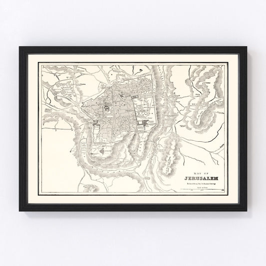 Vintage map of Jerusalem, Israel, 1893