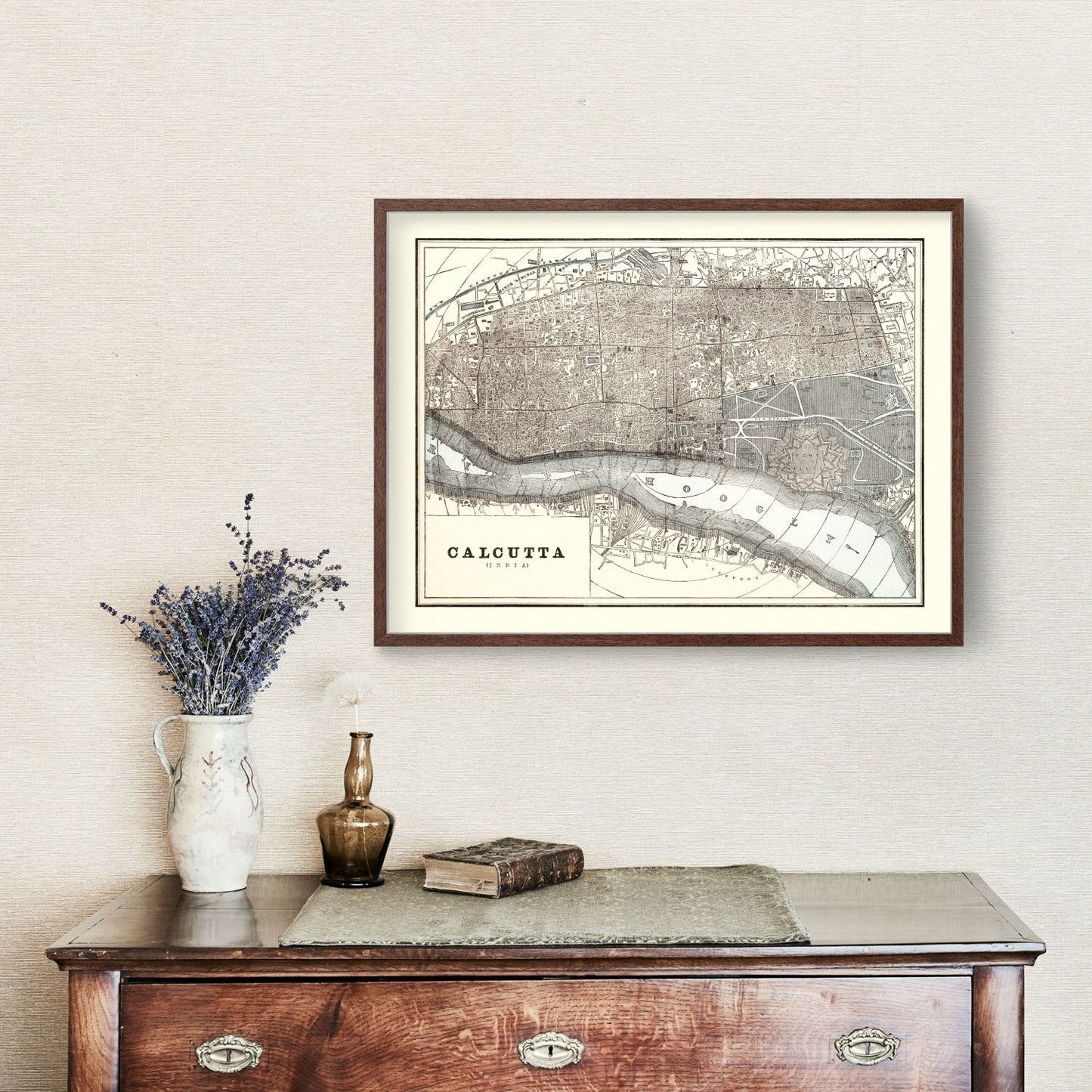 Vintage Map of Calcutta, India, 1893 | Wall Art