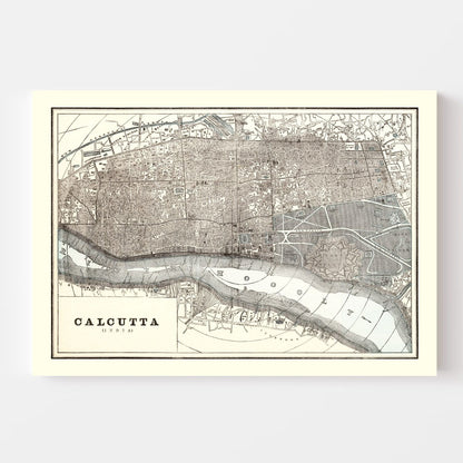 Vintage Map of Calcutta, India, 1893 | Wall Art