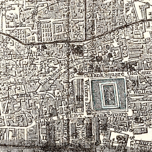 Vintage Map of Calcutta, India, 1893 | Wall Art