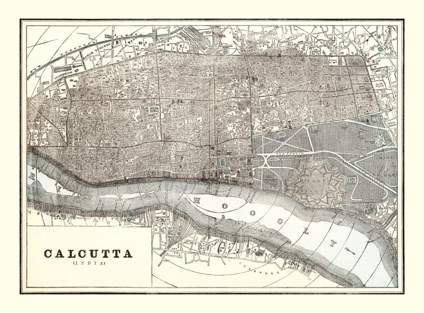 Vintage Map of Calcutta, India, 1893 | Wall Art
