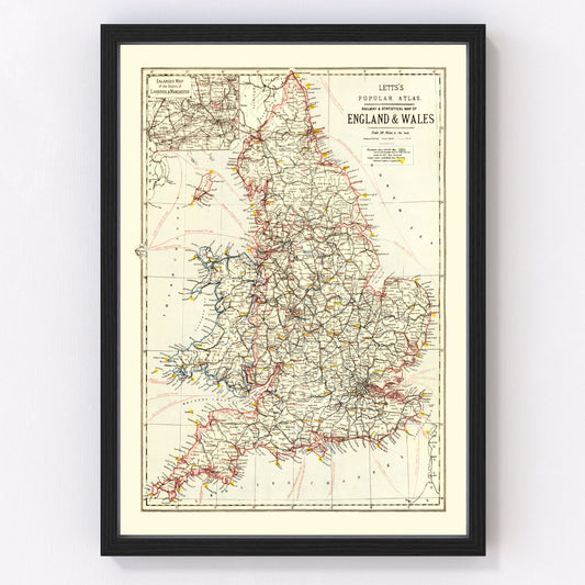 vintage railway map of England and Wales, 1883