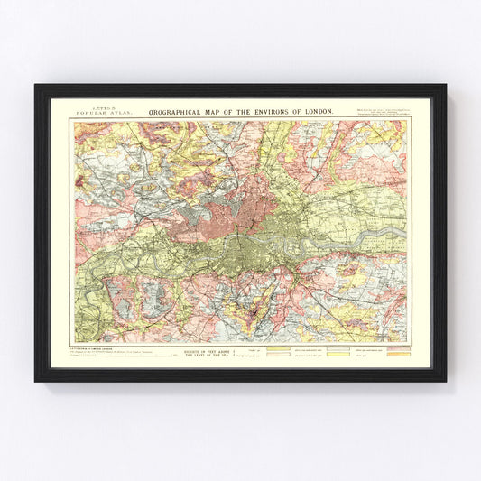 vintage map of London, England, 1883