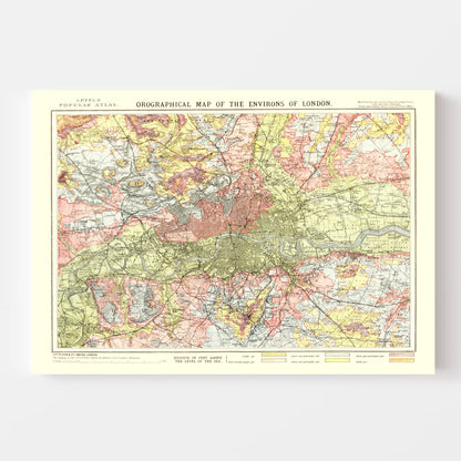 Vintage Map of London, England 1883